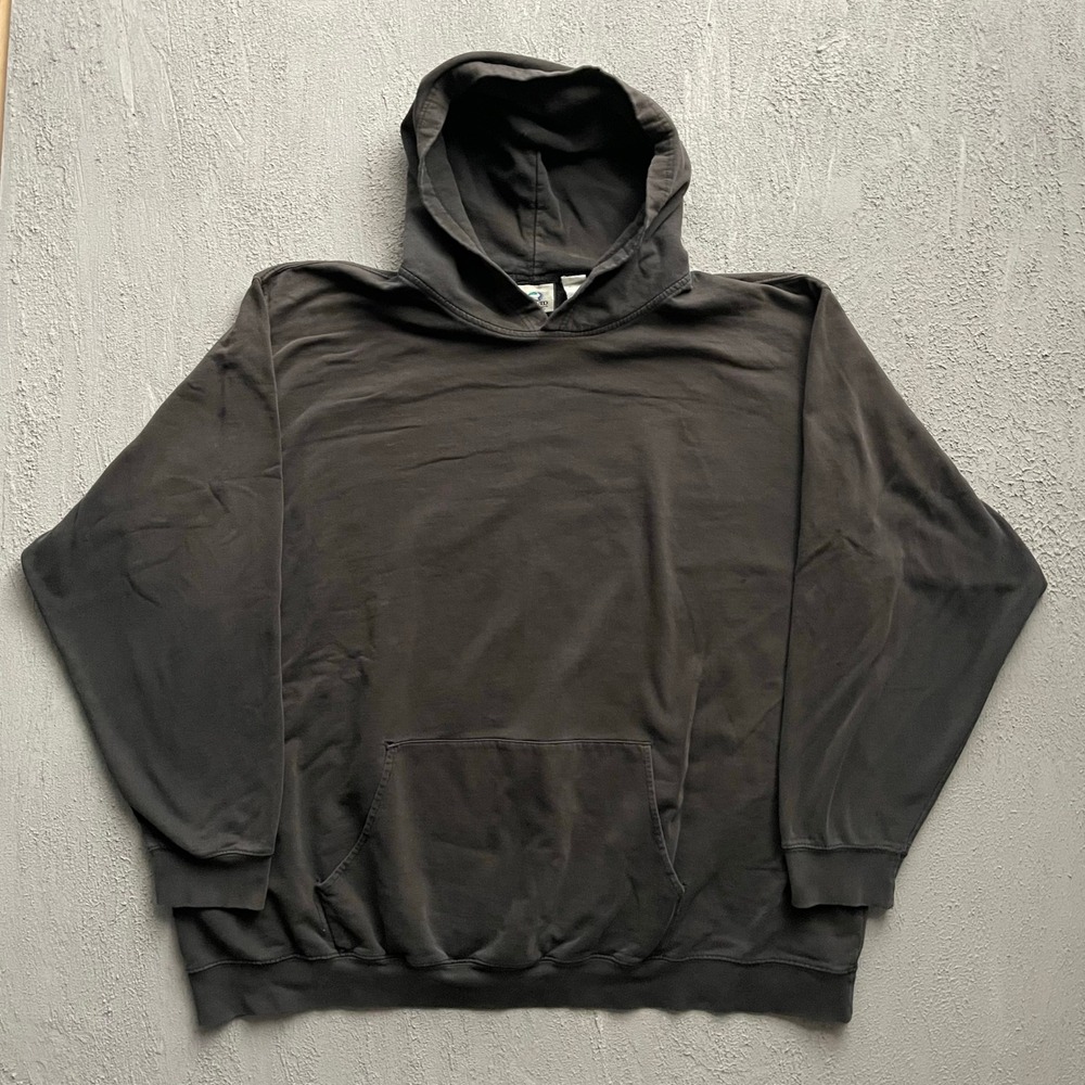 Vintage Plain Blank Hoodie Men 4XL Black 90s Liquid Blue
